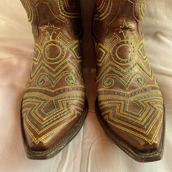 Old Gringo Women’s Brown Leather Stitched Cowboy Boots Size 8B